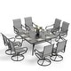 preview thumbnail 31 of 42, MAISON ARTS 9 Pieces Patio Dining Set, 60 Inch Square Metal Table and Sling Dining Chairs