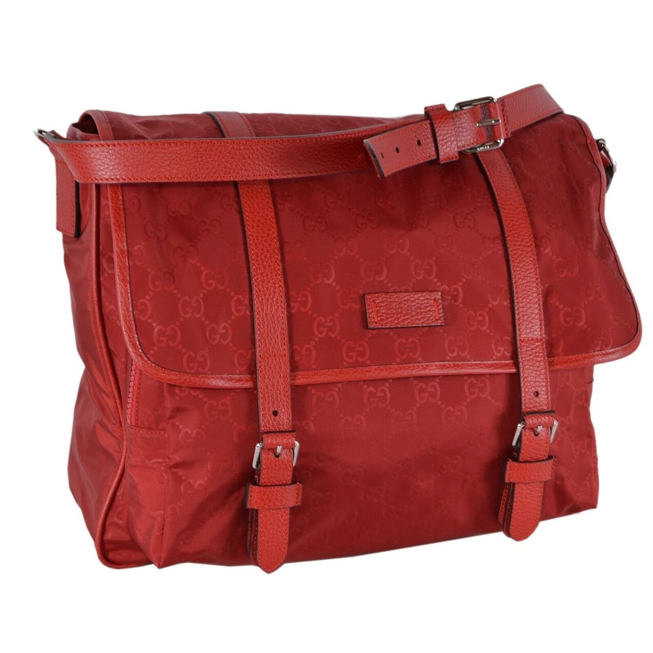 Shop Gucci 510334 Large Red Nylon Leather Gg Guccissima Messenger Bag On Sale Overstock 28900248