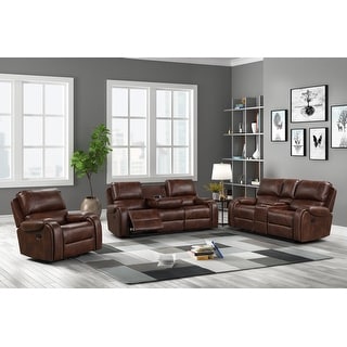 Colin Rust Leather Gel Oversized 3PC Reclining Set - Bed Bath & Beyond ...