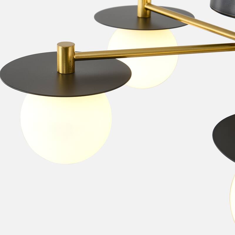 Sputnik Matte Black and Gold 5-Light Semi Flush Mount Light - Matte Black + Gold