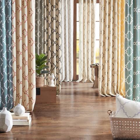 Madison Park Westmont Fretwork Print Grommet Top Window Curtain Panel