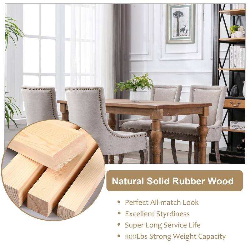 Thickened Side Dining Chair with Solid Wood Legs Set of 6