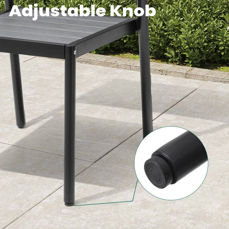 VredHom 11PC Aluminum X Frame Outdoor Patio Dining Set Table with Chairs Umbrella Hole