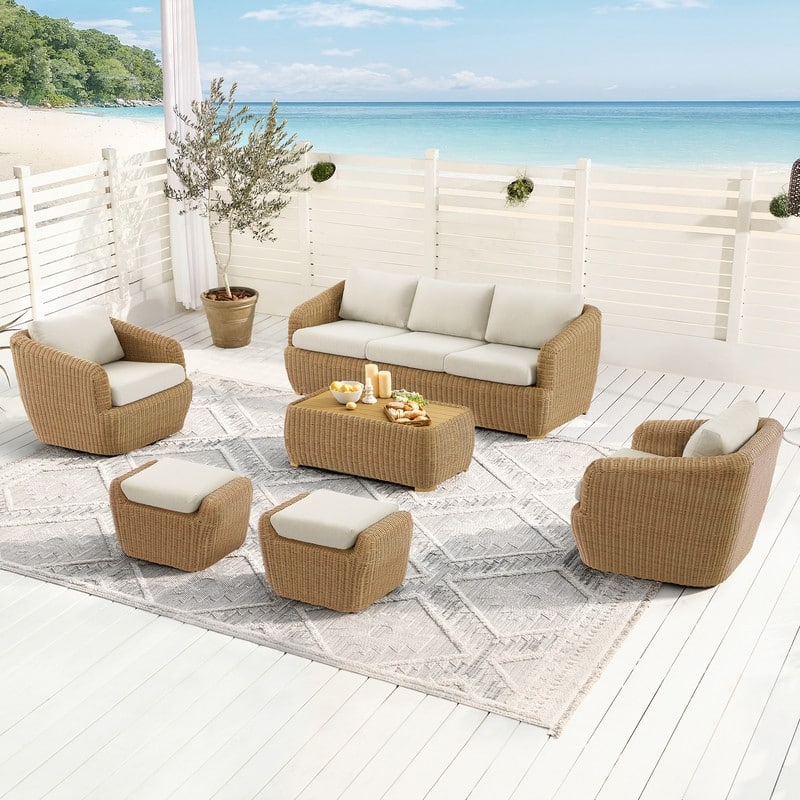 Spruce & Spring Patio Wicker Furniture Set Outdoor Rattan Bistro Set.