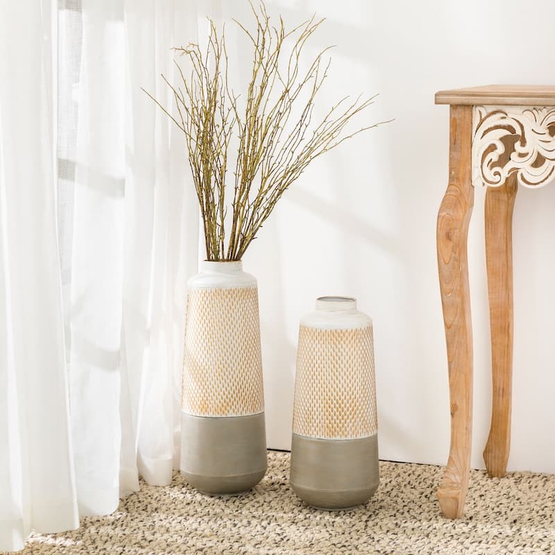 Glitzhome Set of 2 Modern Table Floor Metal Art Vases