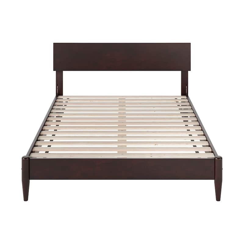 Modern Low Profile Platform Bed - Solid Wood Bed Frame - Espresso Finish - Full Size Bed