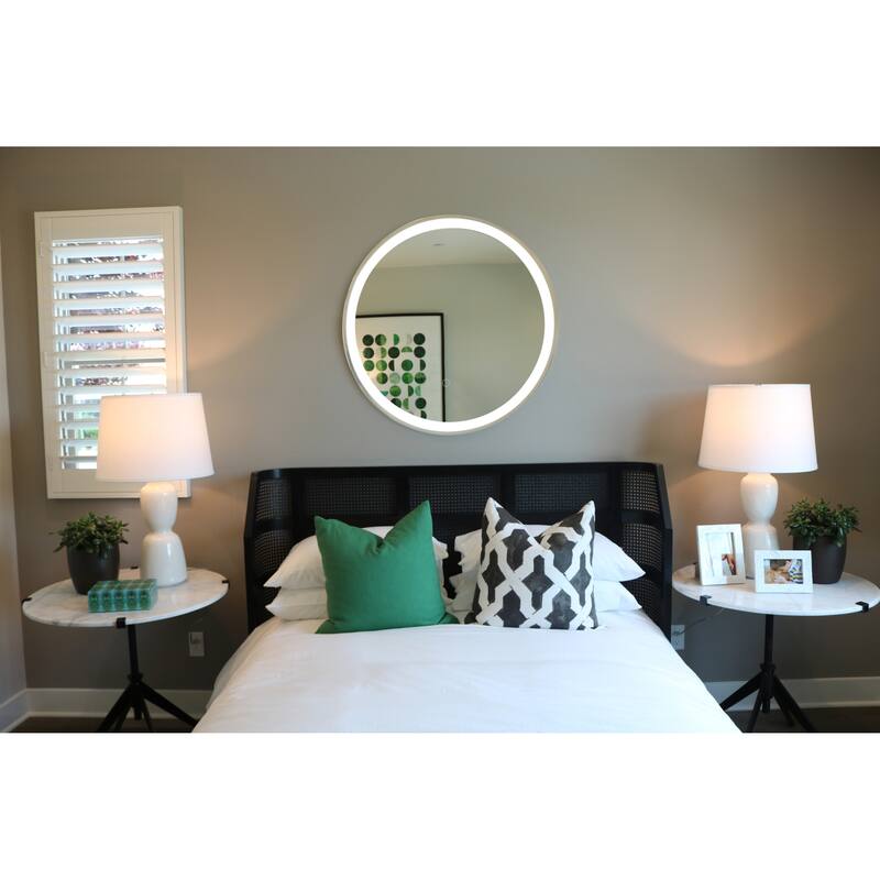Miseno 30" W x 30" H Circular Framed Wall Mounted Mirror with LED