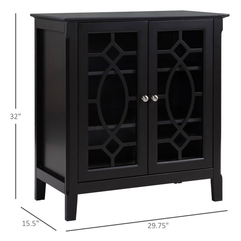 HOMCOM Wood Accent Storage Buffet Cabinet - 29.75" W x 15.5" D x 32" H