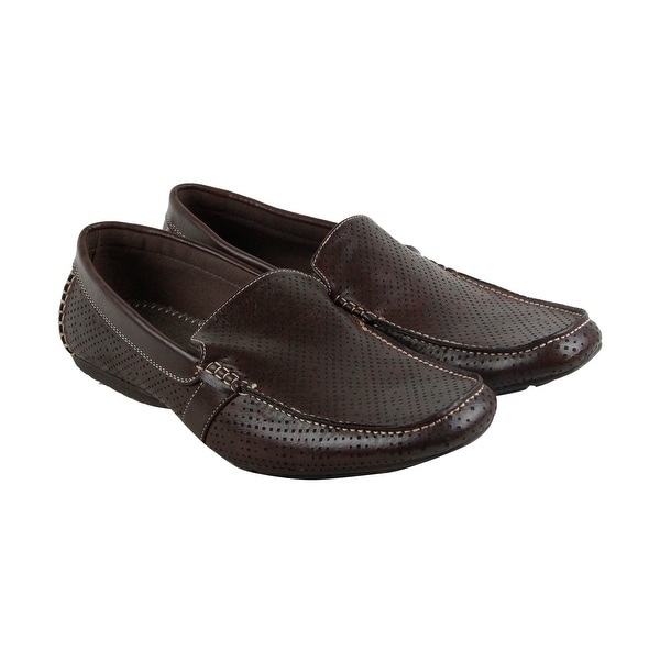 Steve Madden M-Hosted Mens Brown Leather Casual Dress Slip On Loafers Shoes