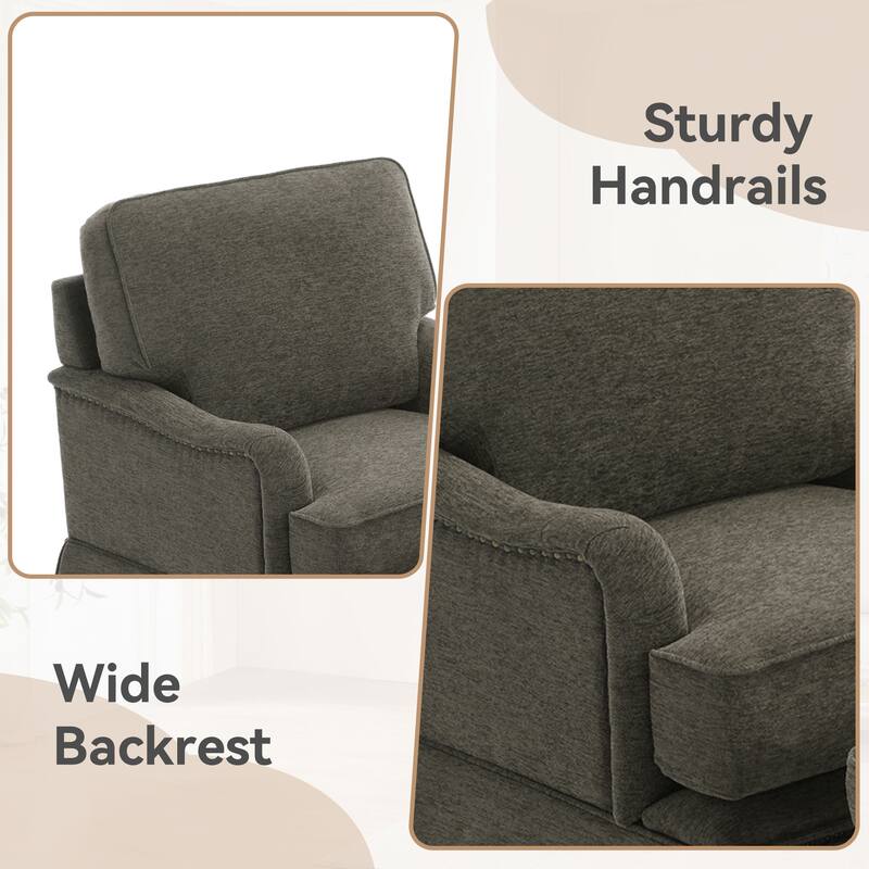 Chenille Swivel Accent Chair with Nailhead Trim Skirt