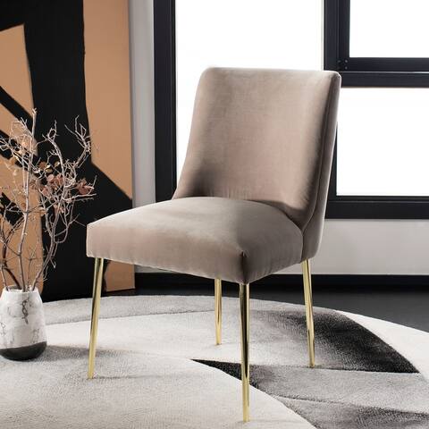 SAFAVIEH Couture Nolita Velvet Accent Chair - Mouse / Brass - 28" W x 23" L x 35.3" H