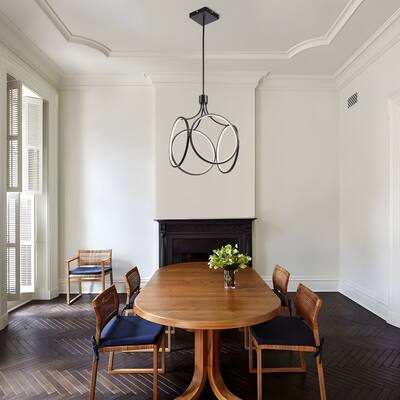 Ciri Geometric Integrated LED Matte Black Contemporary Cage Kitchen Pendant Light