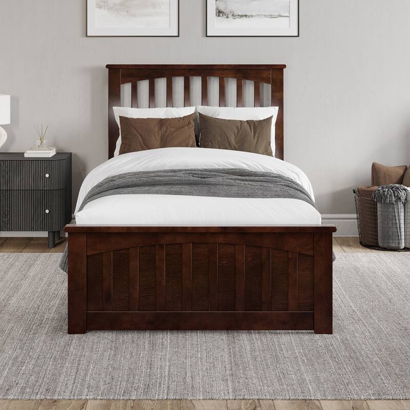 Becket Solid Wood Low Profile Platform Bed with Matching Footboard