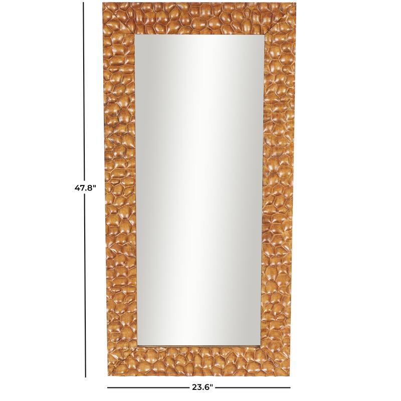 Brown Wood Textured Concave Honeycomb Geometric Room Floor Mirror