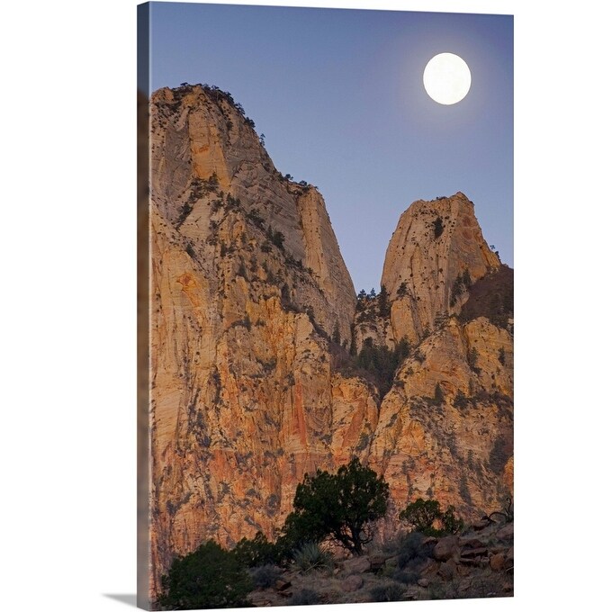 Shop Full Moon Setting Over The Towers Of The Virgin Zion National Park Utah Canvas Wall Art Overstock 16495357
