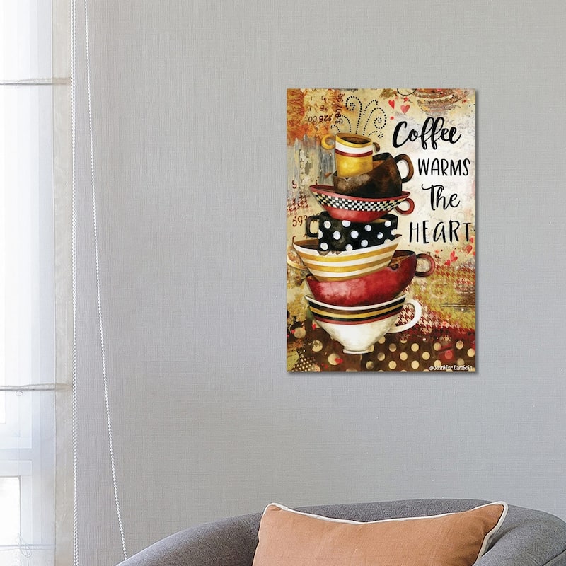 iCanvas "Coffee Warms The Heart" by Jennifer Lambein Canvas Print - 26x18x1.5