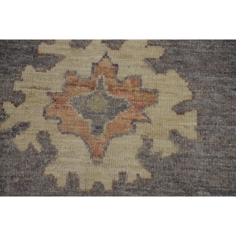 Vegetable Dye Wool Oushak Turkish Area Rug, Floral Geometric Carpet - 9' 9'' X 8' 0''