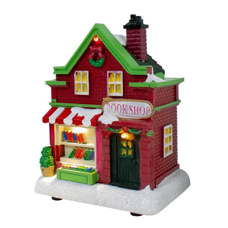 11-Piece LED Lighted Theater and Shops Christmas Village Display Set - 5.5"