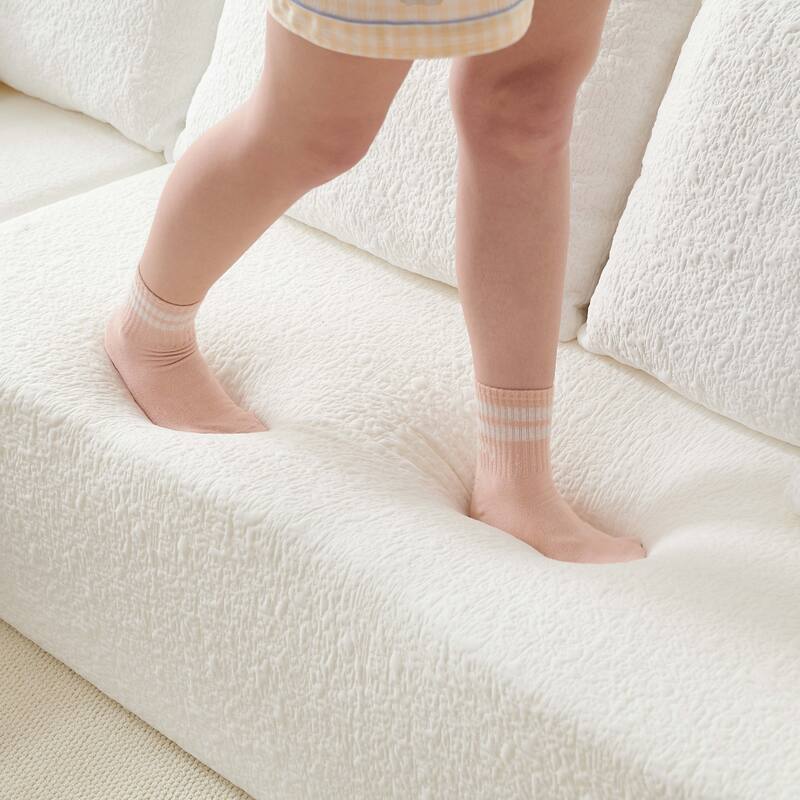 Modular Sectional Sofa with L-Shape Chaise, Chenille Upholstered Cloud Sofa, Corner Deep Seat Sofa with 5 Throw Pillows