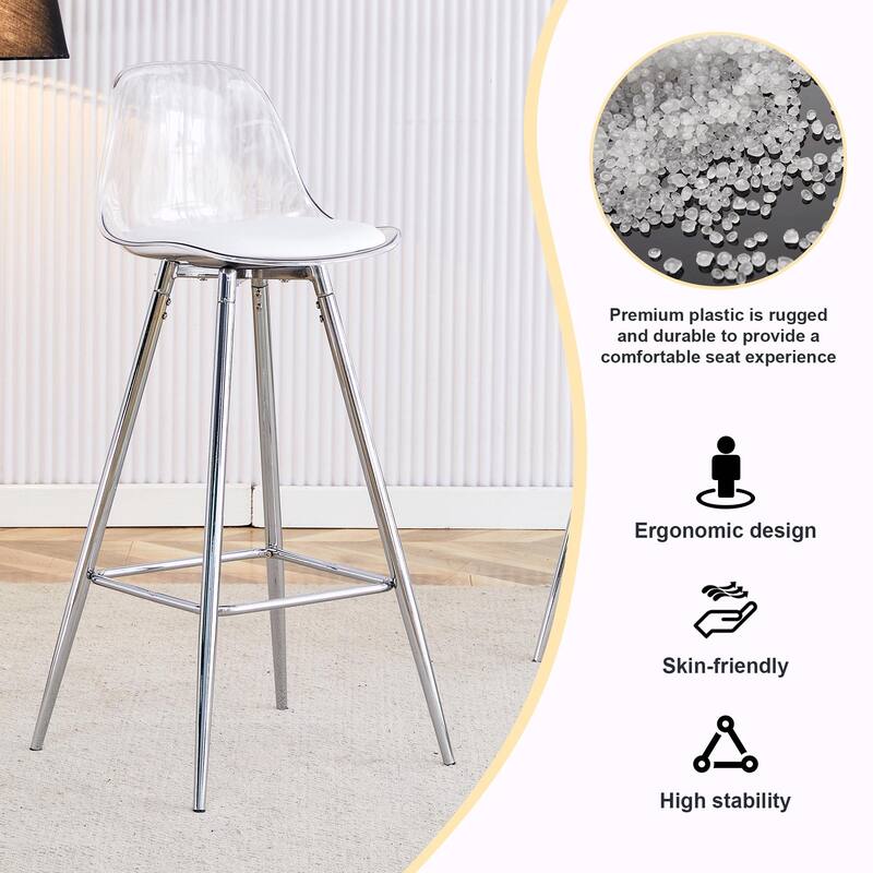 Comfortable Small-Sized Bar Chairs with Metal Legs - Modern Upholstered Style