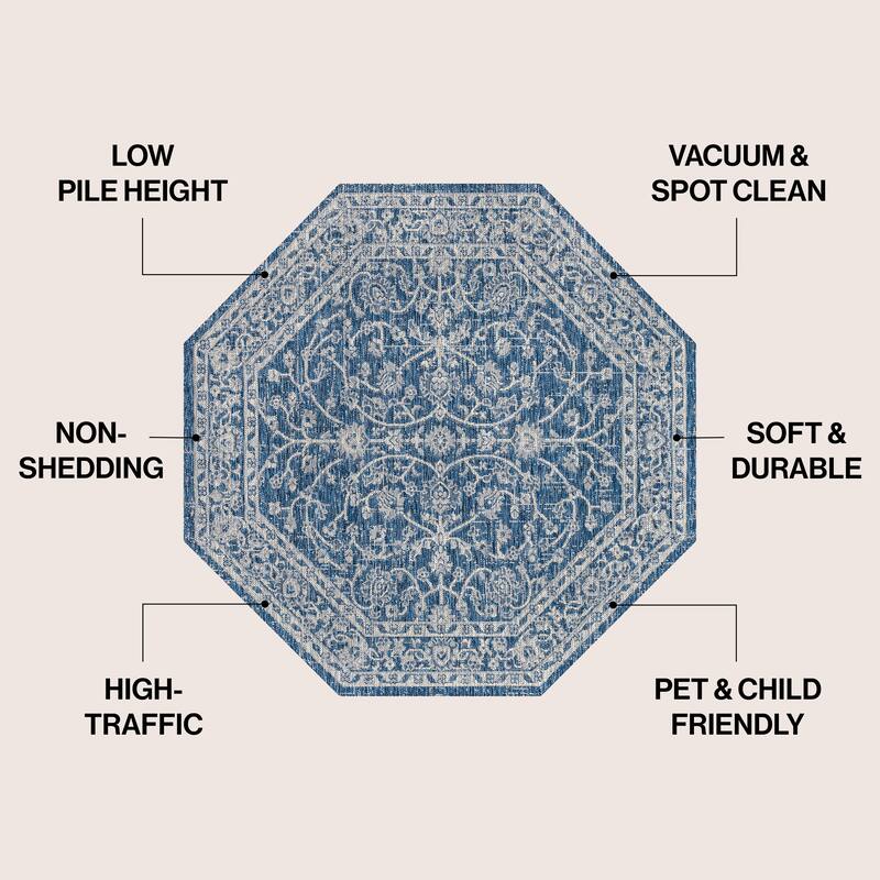 JONATHAN Y Palazzo Vine and Border Textured Weave Indoor/Outdoor Area Rug