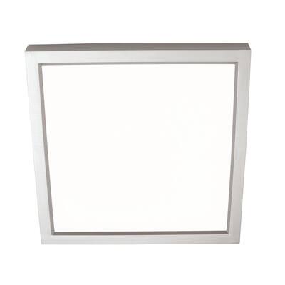 Edge Square 6-inch Satin Nickel LED Outdoor Flush Mount, White Acrylic Shade