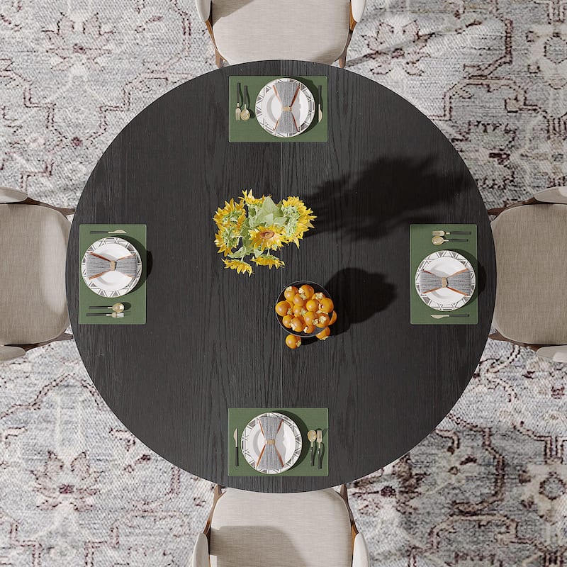 Round Dining Table for 4-6, 47.2" Black Kitchen Table