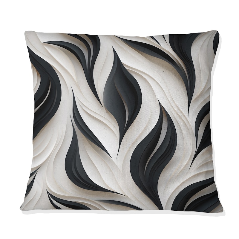 Designart "White And Black Minimalist Elegance I" Striped Printed Throw Pillow