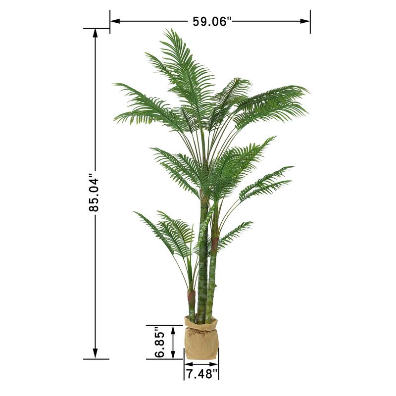 Artificial Palm Tree - Large Faux Potted Tropical Plant for Indoor or Outdoor Decoration (Set of 2)