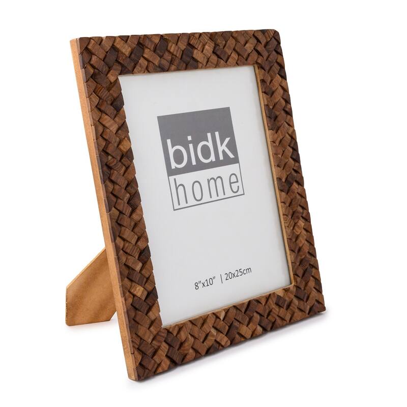 Criss Cross Wooden Rectangular Picture Frame - for 8" x 10" Photo - Brown