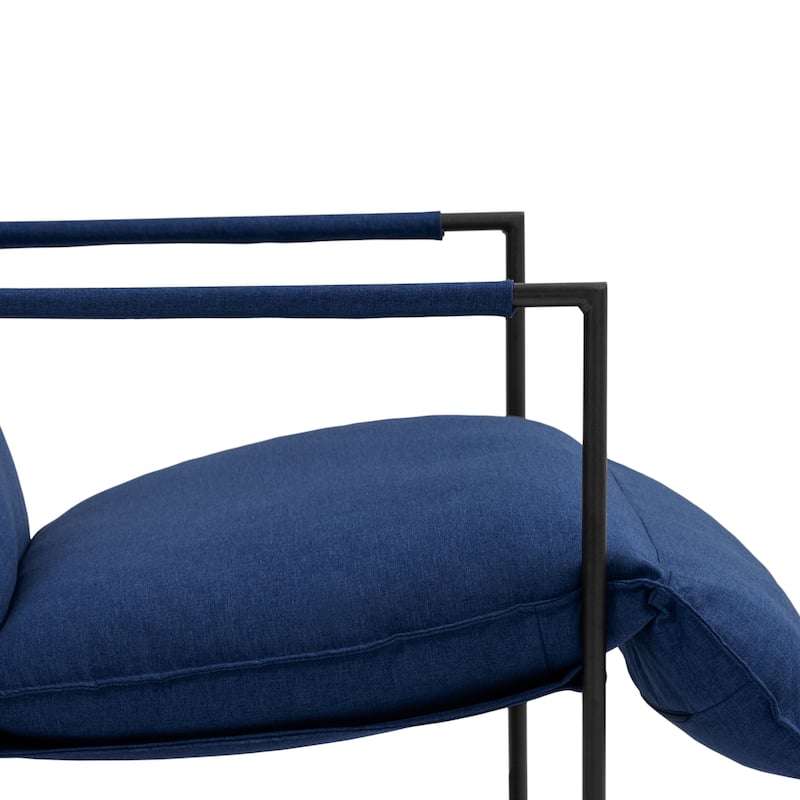 Mid-century Metal Sling Armchair with Lengthen Upholstered Set of 2