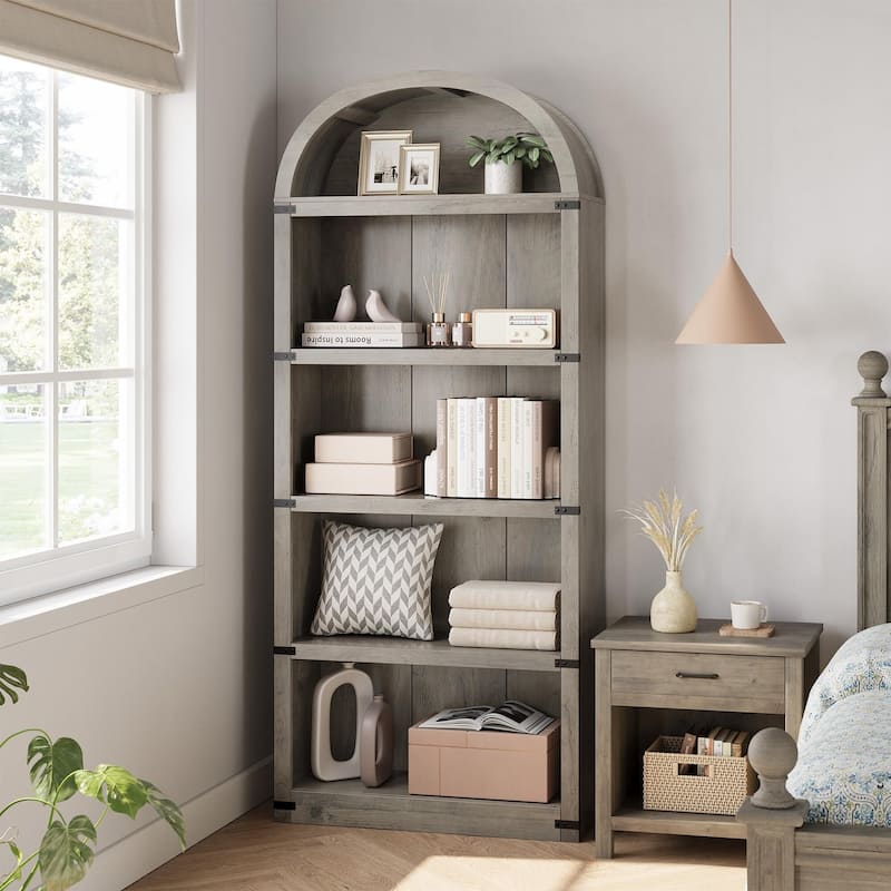 71.7" Tall Arched Bookshelf, 5-Tier Arched Display Cabinet with Storage Shelves
