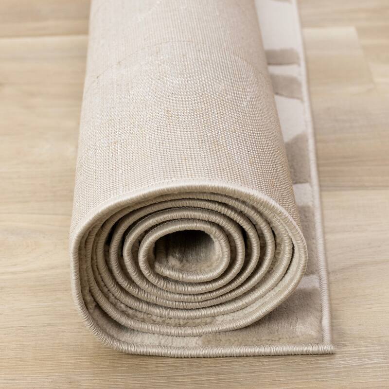 Leopold Collection - Modern Mid-Century Beige Cream Area Rug