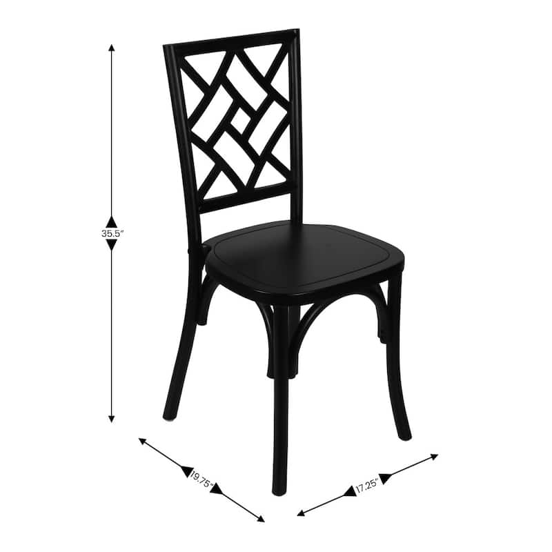 2PK Commercial Solid Wood Stackable Dining Chair with Intricate Back - 19.75"D x 17.25"W x 35.5"H