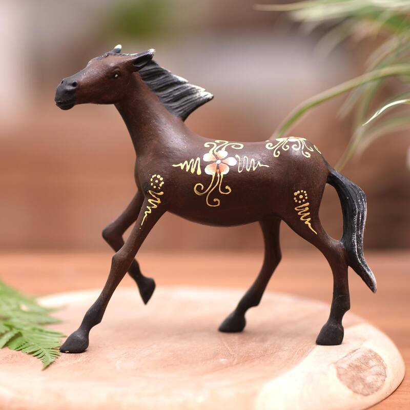 Novica Handmade Mighty Horse Wood Figurine