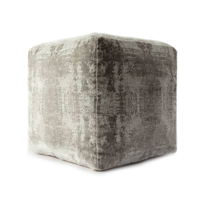 18" Abstract Pattern Pouf Ottoman Modern Upholstered Cube Seat for Living Spaces