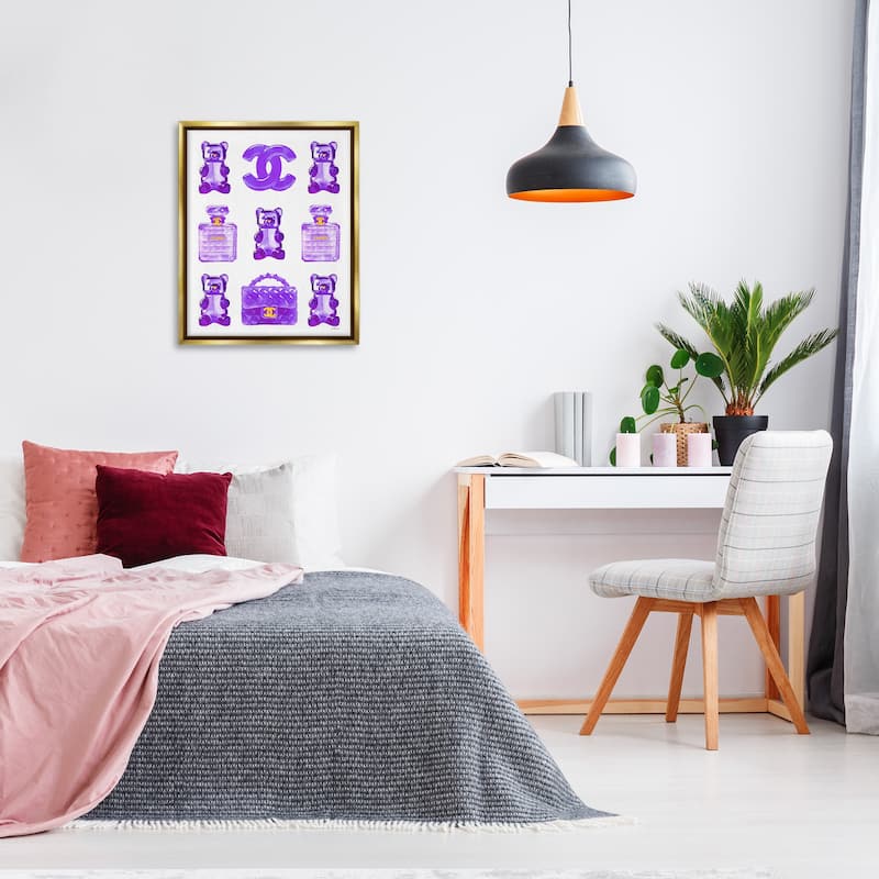 Stupell Purple Glam Gummy Candy Framed Floater Canvas Wall Art Design by Amanda Greenwood