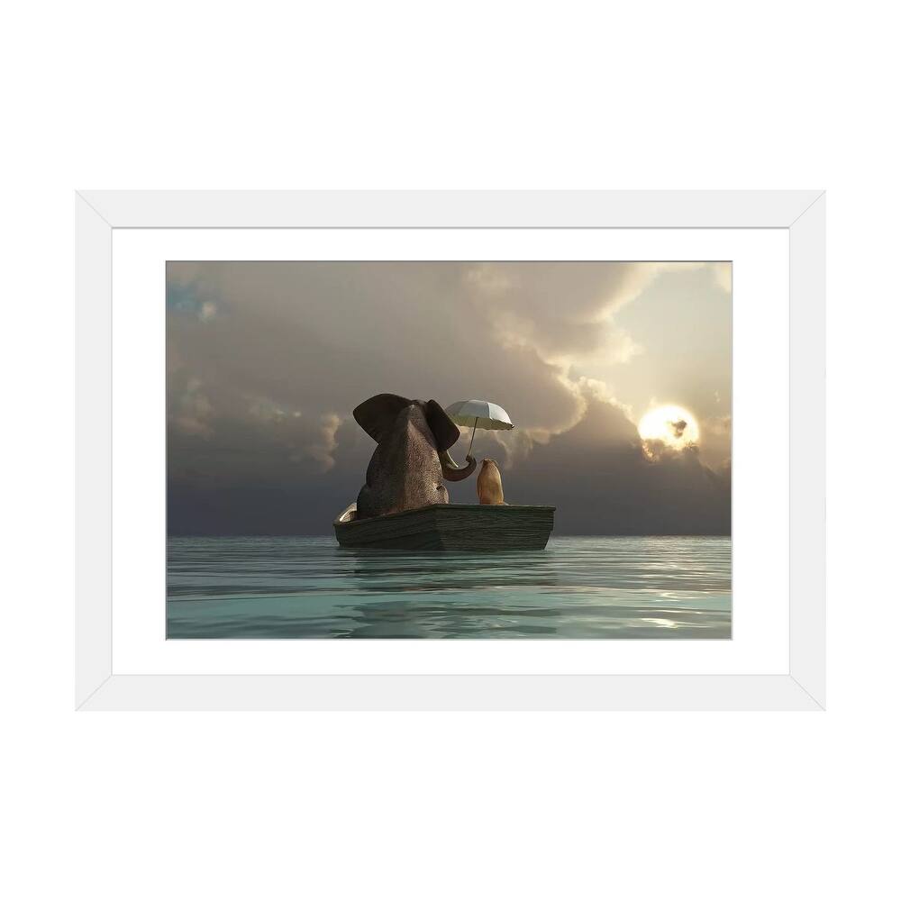 iCanvas "Elephant And Dog Are Floating In A Boat" by Mike Kiev PFA