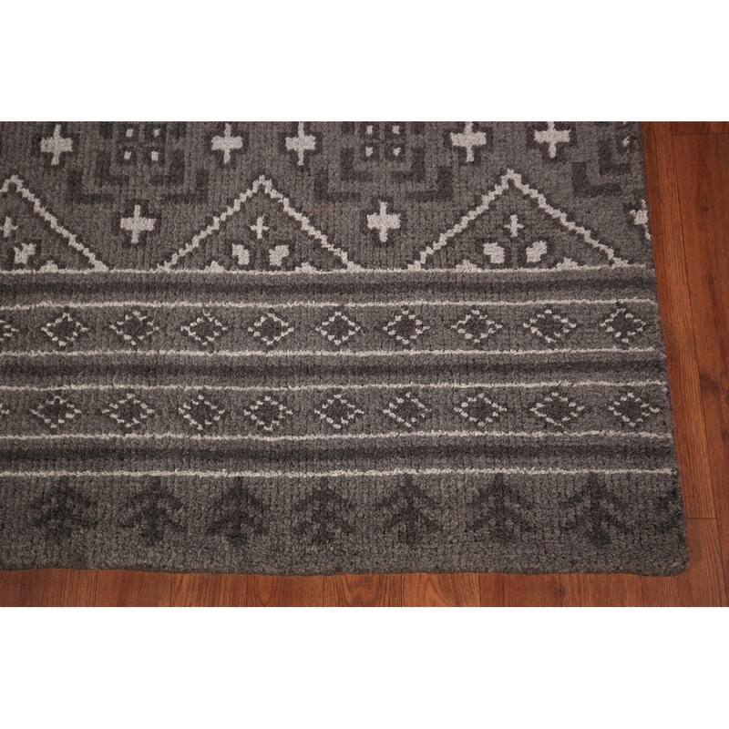 Geometric Trellis Moroccan Oriental Area Rug Hand-Knotted Wool Carpet - 5'1" x 7'11"