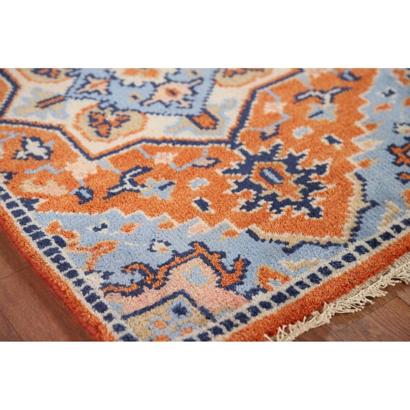 Orange & Blue Kazak Indian Foyer Rug Hand-Knotted Wool Carpet - 2'0" x 3'0"