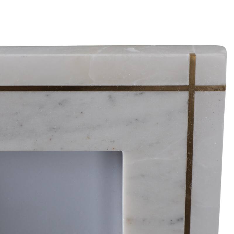 Marble Stone Frame with Inlaid Detail Modern Glam Decorative Accent