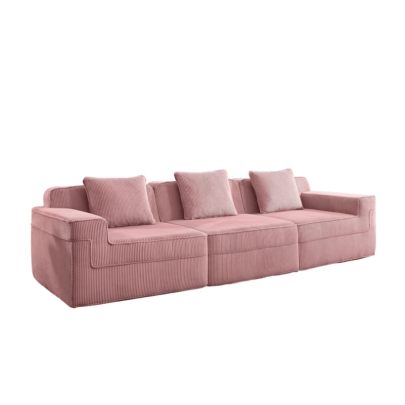 GDFStudio - Modular 3-Seater 117.3" Corduroy Boneless Cloud Sofa