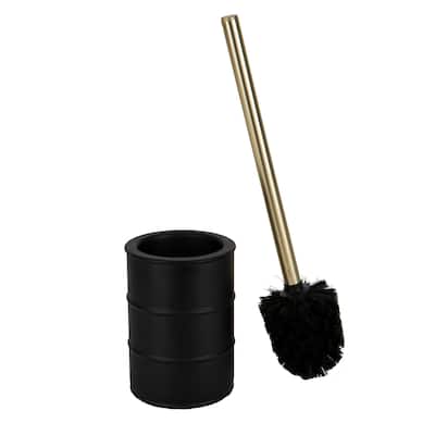 Elle Décor Modern Ridge Design Toilet Brush & Holder in Black