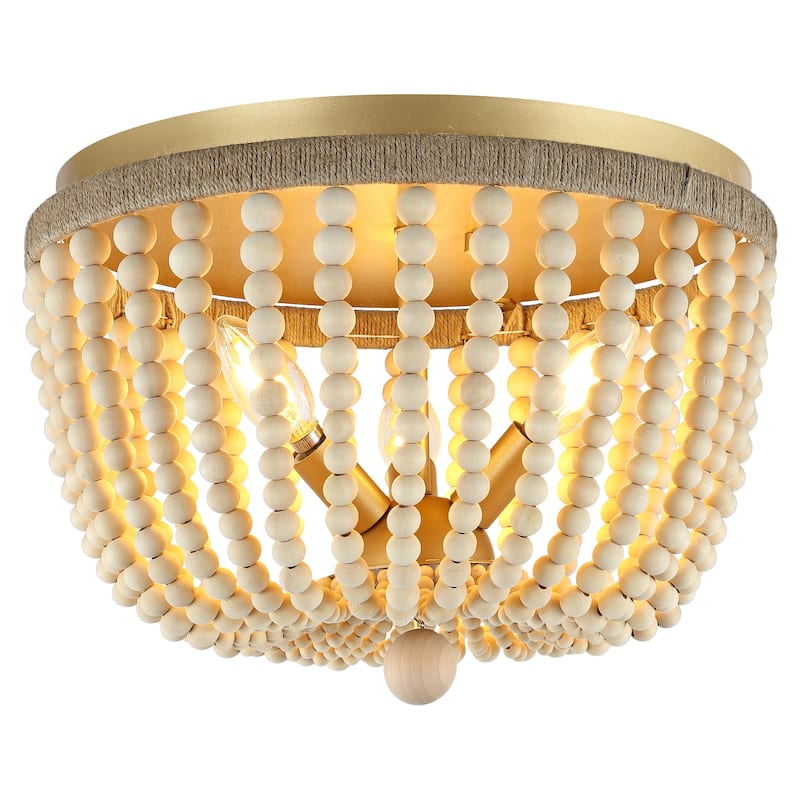 SAFAVIEH Lighting Alodia Chandelier - White Wash/Rope - 15"W x 15"D x 11"H