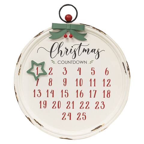 Distressed Christmas Bulb Countdown Calendar w/Star Magnet