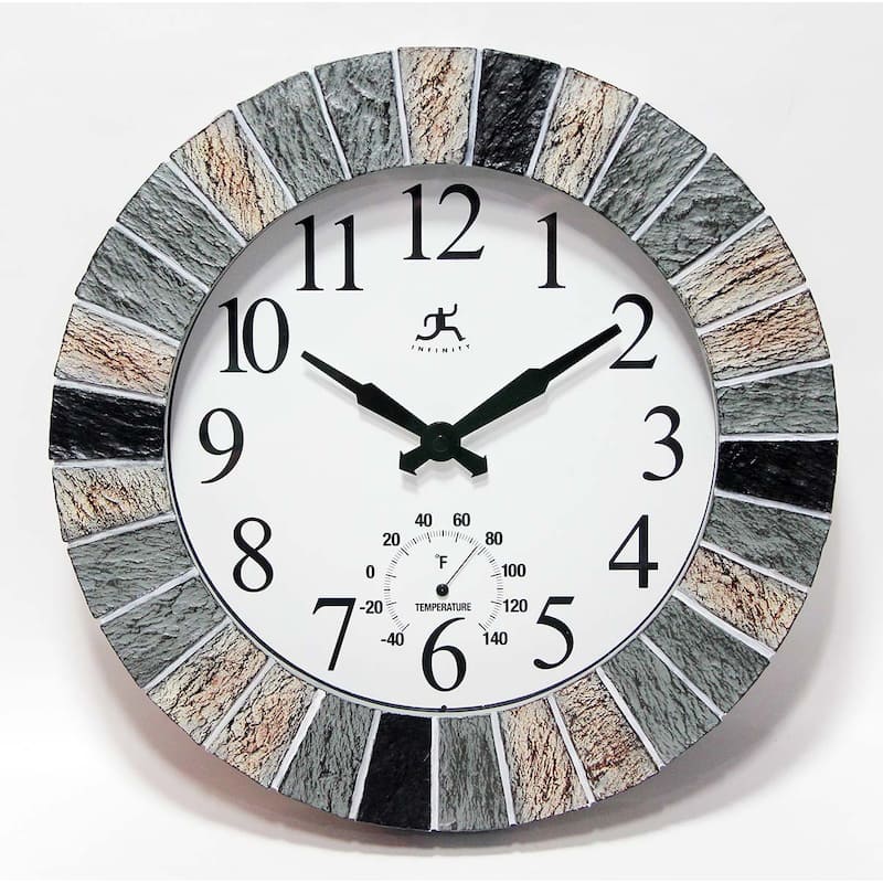 13" In/Outdoor Faux Slate Clock - 13 x 2 x 13