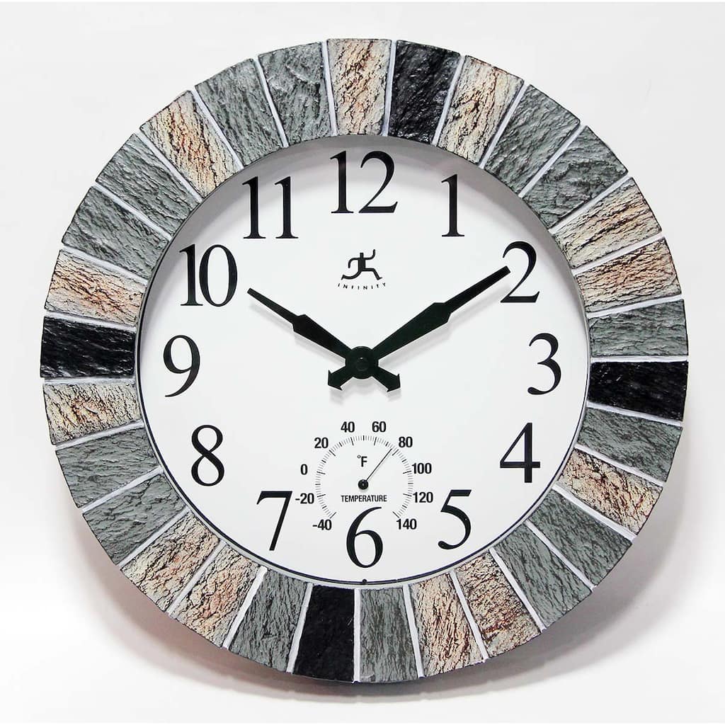 13" In/Outdoor Faux Slate Clock - 13 x 2 x 13