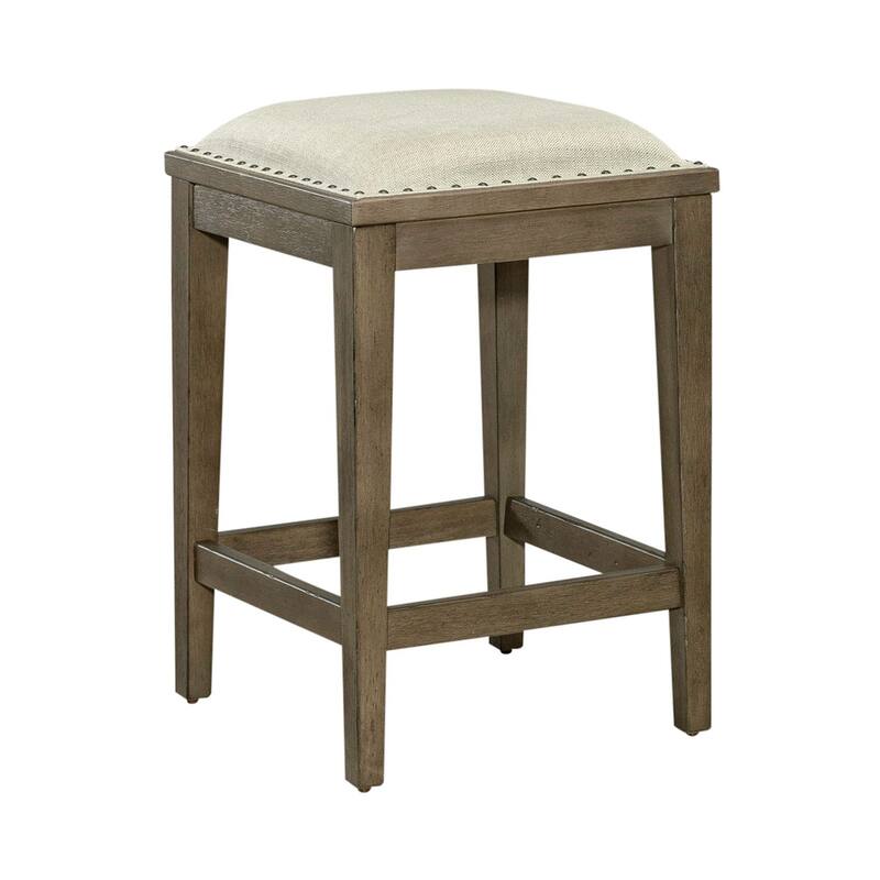 Americana Farmhouse Dusty Taupe Upholstered Console Stool