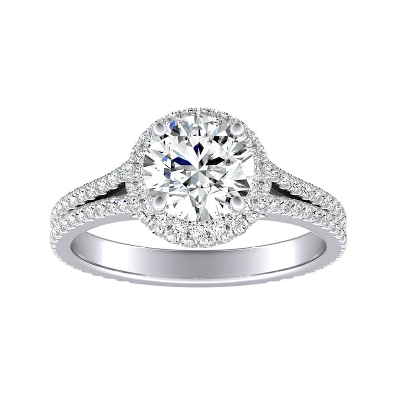 Auriya 14k Gold 1 carat TW Round Halo Diamond Engagement Ring (G-H, VS1-VS2)