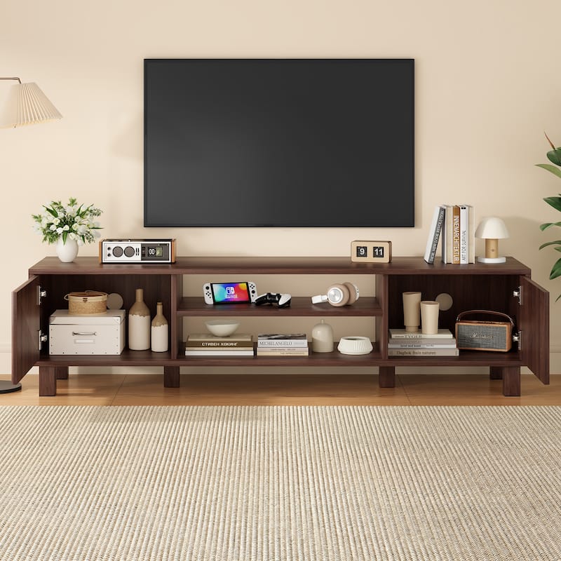 Modern TV Stand for Up to 70" TVs, Large Media Console with Storage & Open Shelves, Stylish Entertainment Center